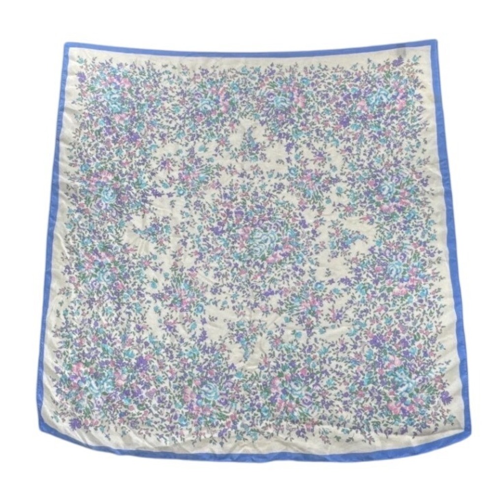 Vintage The Specialty House 100% Silk Floral Scarf Blue Pink Japan Made Square
